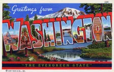 Greetings from Washington, the Evergreen State postcard, 1940