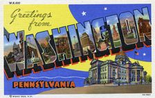 Greetings from Washington, Pennsylvania postcard, 1940