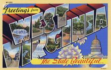 Greetings from West Virginia, the State Beautiful postcard, 1937