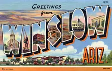 Greetings from Winslow, Arizona postcard, 1939