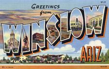 Greetings from Winslow, Arizona postcard, 1939