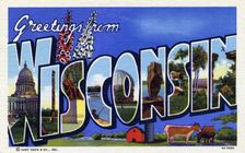 Greetings from Wisconsin postcard, 1939