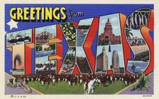 Greetings from Texas postcard, 1935