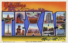 Greetings from Texas postcard, 1939