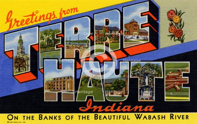 'Greetings from Terre Haute, Indiana', postcard, 1941. Artist: Unknown