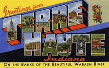 Greetings from Terre Haute, Indiana postcard, 1941