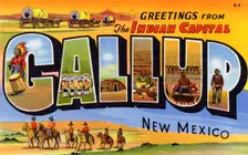 Greetings from the Indian Capital, Gallup, New Mexico postcard, 1937