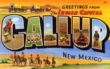 Greetings from the Indian Capital, Gallup, New Mexico postcard, 1937