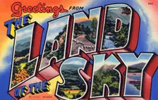 Greetings from the Land of the Sky postcard, 1936