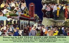 Greetings from the Las Vegas Club, Las Vegas, Nevada postcard, 1940
