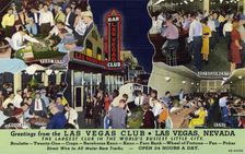 Greetings from the Las Vegas Club, Las Vegas, Nevada postcard, 1940