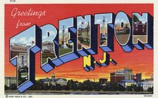 Greetings from Trenton, New Jersey postcard, 1943