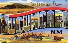 Greetings from Tucumcari, New Mexico postcard, 1939