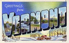 Greetings from Vermont postcard, 1939