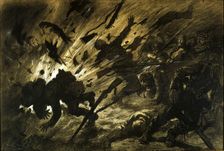 Grenade explosion at night, 1915. Creator: Scott, Georges Bertin (1873-1943)