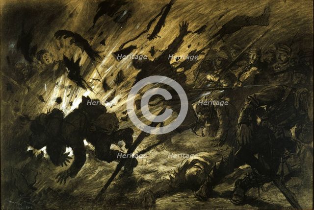 Grenade explosion at night, 1915. Creator: Scott, Georges Bertin (1873-1943).