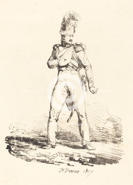 Grenadier, 1817. Creator: Emile Jean-Horace Vernet.