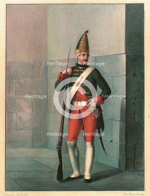 Grenadier of the Izmailovsky Regiment in 1762, End 1830s. Artist: Chorikov, Boris Artemyevich (1802-1866)