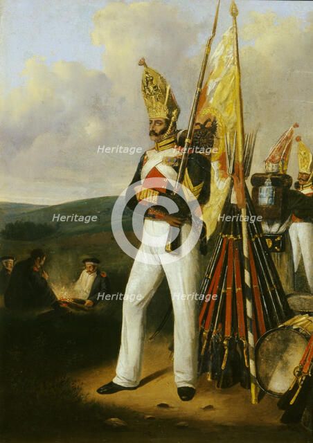 Grenadier of the Pavlovsky Lifeguards Regiment, 1840s. Artist: Willewalde, Gottfried (Bogdan Pavlovich) (1818-1903)