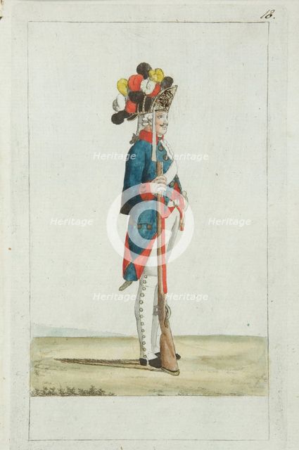 Grenadier of the Preobrazhensky Regiment, 1793. Artist: Geissler, Christian Gottfried Heinrich (1770-1844)
