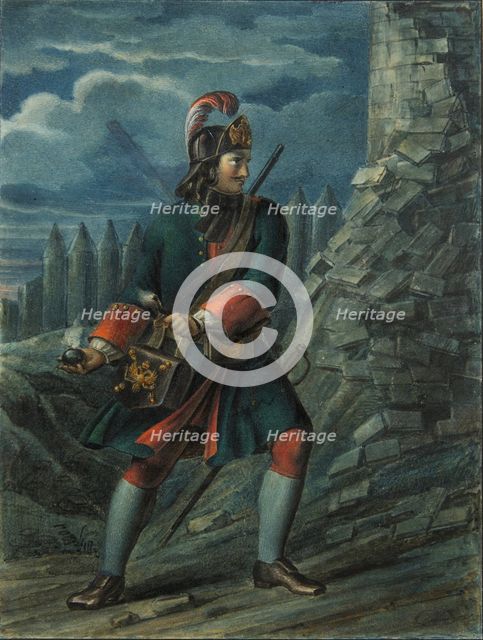 Grenadier of the Preobrazhensky Regiment in 1712, End 1830s. Artist: Chorikov, Boris Artemyevich (1802-1866)
