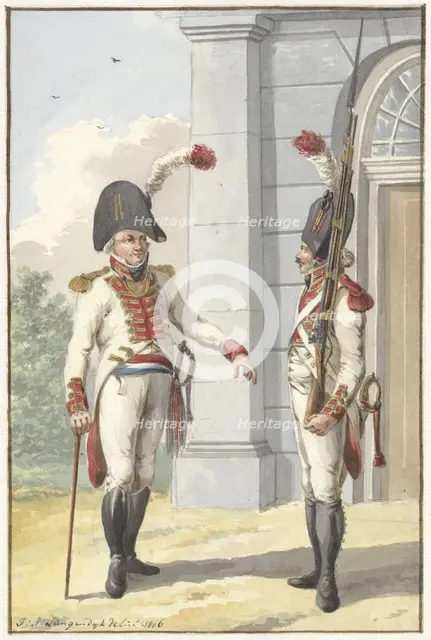 Grenadier Officer and the municipality of the Livonian Guard, 1806. Creator: Jan Antony Langendijk.