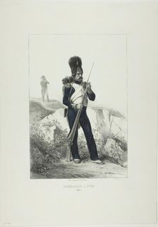 Grenadier on Foot, Elba, 1846. Creators: Théodore Valerio, Auguste Raffet