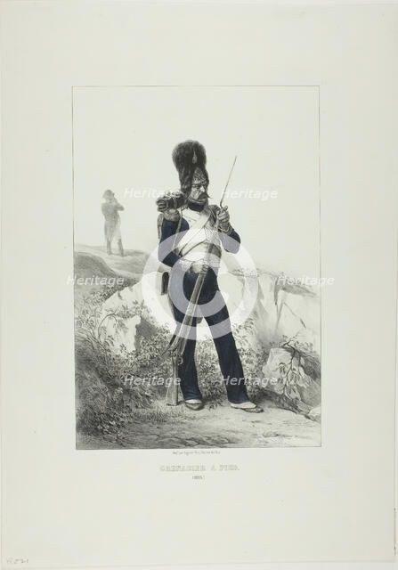 Grenadier on Foot, Elba, 1846. Creators: Théodore Valerio, Auguste Raffet.