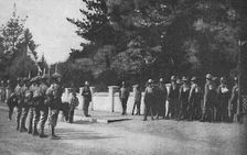Grenadier Guards (with their new hats) relieving guard at Lord Roberts's headquarters, Pretoria 1