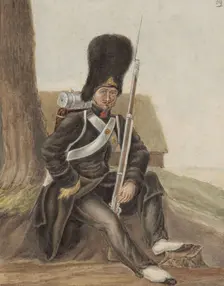 Grenadier in uniform, 1800-1900. Creator: Anon
