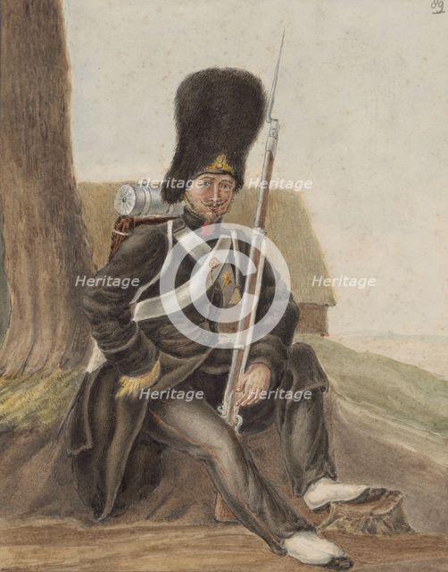 Grenadier in uniform, 1800-1900.  Creator: Anon.