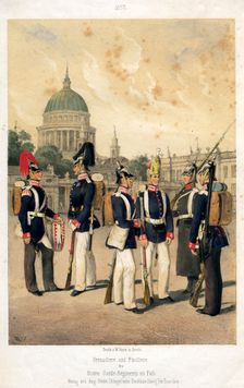 Grenadiers and fusiliers of the Prussian army, 1857.Artist: W Korn