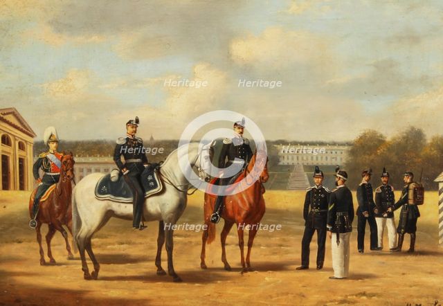 Grenadiers at Tsarskoe Selo. Artist: Matveyev, Nikolai Sergeyevich (1855-1939)