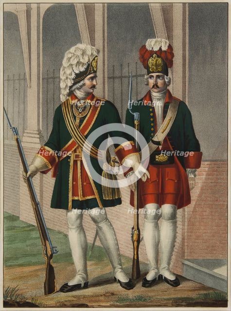 Grenadiers of the Preobrazhensky Regiment in 1732-1738, Early 1840s. Artist: Chorikov, Boris Artemyevich (1802-1866)