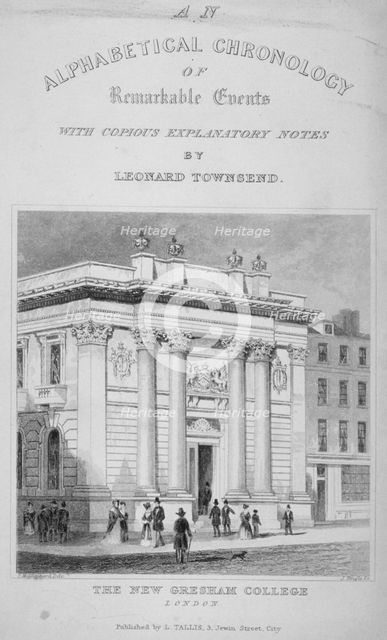 Gresham College, Basinghall Street, City of London, 1845. Artist: James Tingle