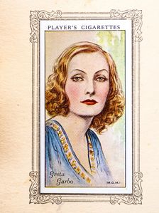 Greta Garbo Collectables Picture of movie stars that came with the Players cigarette packet, 1934. Creator: Unknown
