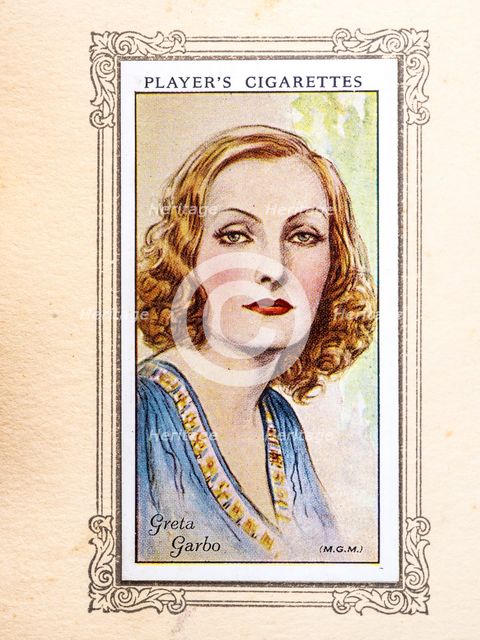 Greta Garbo Collectables Picture of movie stars that came with the Players cigarette packet, 1934.  Creator: Unknown.