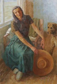 Grete Gamerith with dog "Puck", 1947. Creator: Walther Gamerith