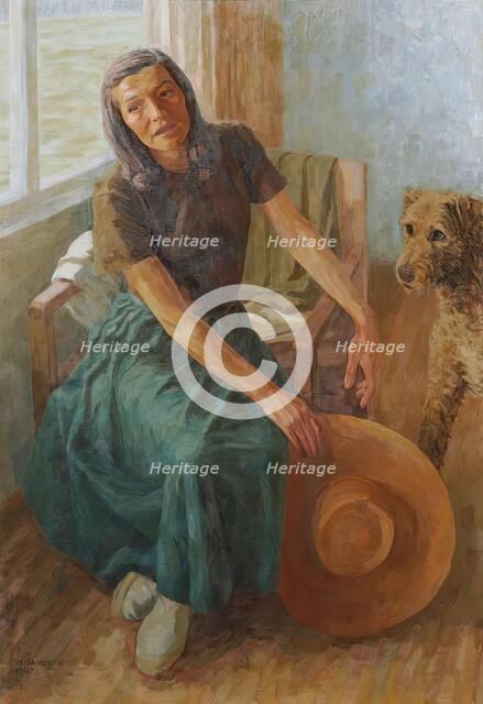 Grete Gamerith with dog "Puck", 1947. Creator: Walther Gamerith.