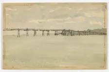 Grey and Silver - Pier, Southend, 1882-1883. Creator: James Abbott McNeill Whistler