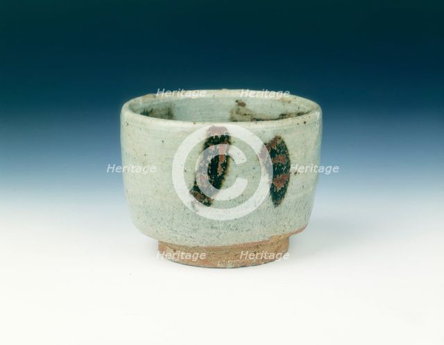 Grey glazed cup with brown splashes, Yuan dynasty, China, 1279-1368. Creator: Unknown.