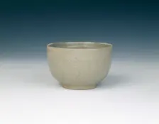 Grey-green glazed bowl with hatched decoration, Yuan dynasty, China, 1279-1368. Creator: Unknown