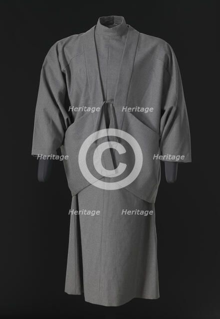 Grey pinstriped dress and jacket designed by Arthur McGee, mid 20th-late 20th century. Creator: Arthur McGee.