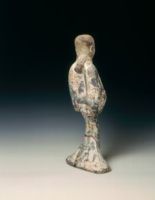 Grey pottery standing woman, Western Han dynasty, China, 206 BC-8 AD. Creator: Unknown