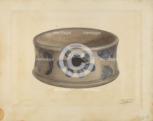 Grey Stoneware Cuspidor, 1935/1942. Creator: Frank Fumagalli.