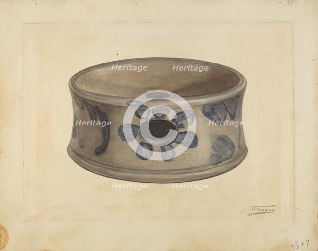 Grey Stoneware Cuspidor, 1935/1942. Creator: Frank Fumagalli.