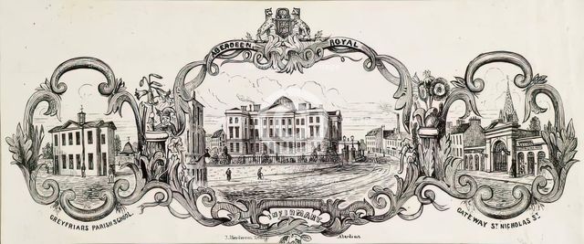 Greyfriars Parish School, Aberdeen; Royal Infirmary; Gateway St Nicholas Street, c1830s. Creator: Unknown.