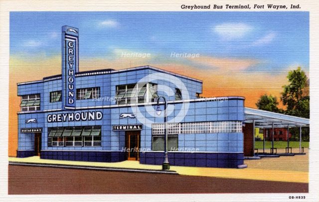 Greyhound Bus terminal, Fort Wayne, Indiana, USA, 1940. Artist: Unknown