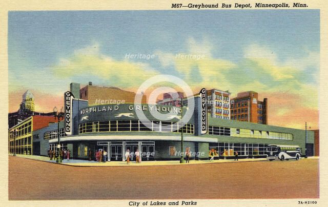 Greyhound Bus depot, Minneapolis, Minnesota, USA, 1937. Artist: Unknown