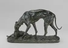 Greyhound Retrieving a Hare, model n.d., cast c. 1870/1873. Creator: Antoine-Louis Barye